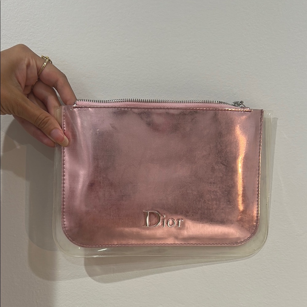Dior Pink Cosmetic Bag with Metallic Sheen